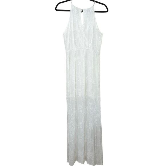 Love Ady Women’s Embroidered Cotton Halter Maxi Dress Ivory Size S/M - Picture 3 of 8